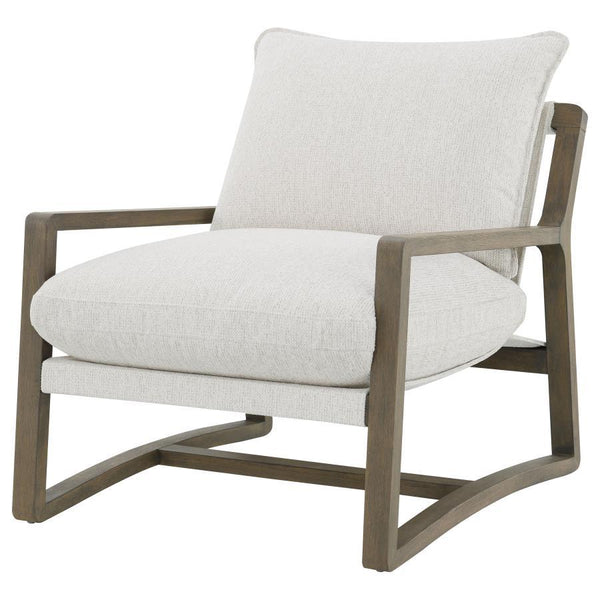  it sits atop a solid wood frame finished in ash brown