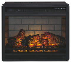 Enjoy the cozy feel of a cracklinâ€™ fireplace without the hassle, maintenance or cleanup. Available as an addition on select TV stands and entertainment centers, this fireplace insert with faux firebrick surround operates with or without infrared heat an
