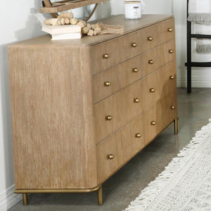  presented in the sand wash finished wood. Wire-brushed finishing offers a subtle texture and organic nature to this