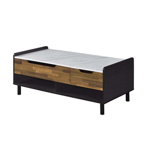  there is an extra storage room provided. The coffee table includes a side dra