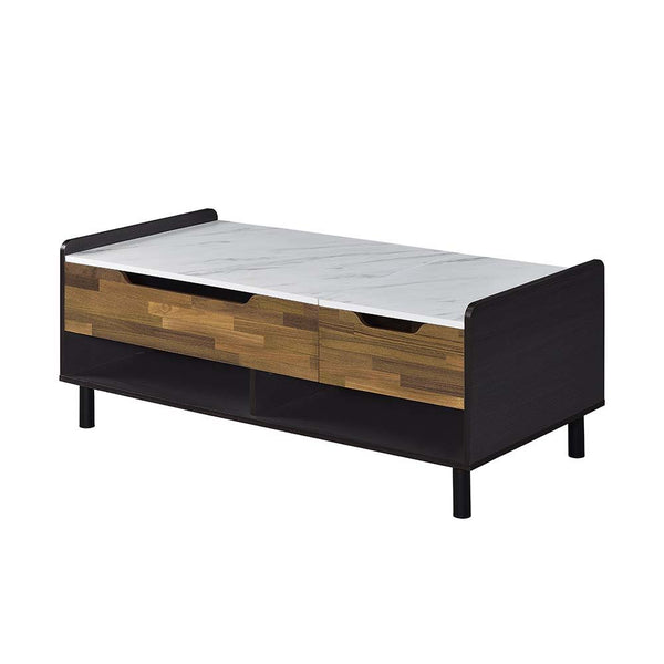  there is an extra storage room provided. The coffee table includes a side dra