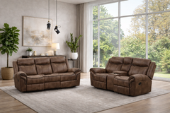 Agata 2pc Reclining Sofa & Loveseat Brown