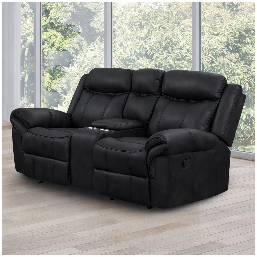 Agata Glider Recliner Loveseat Black
