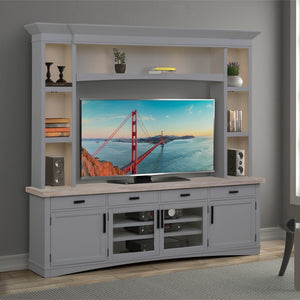 Americana Modern - Dove 92 In. TV Console with Hutch and LED Lights