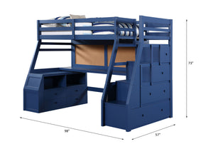 Jason II - Twin Bed - Navy Blue Finish