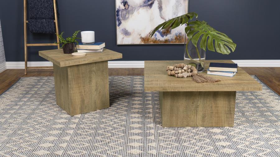 Devar - 2 Piece Square Coffee And End Table Set - Mango