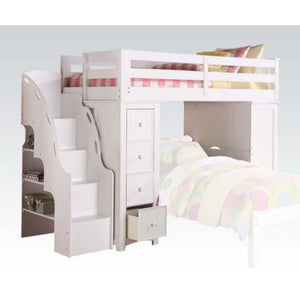 The Freya Collection versatile design features an handsomely workstation, multiple storage functions: drawers, shelving & bookcase ladder.<br/><br/><b>Product Features</b><ul><li>Loft Bed & Bookcase Ladder</li><li>Slat System Included (16)</li><li>Functio