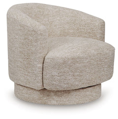 Relaxation meets refinement in this accent chair. With an ultra-soft fabric in a crisp, light neutral, it invites you to curl up in comfort. A 360-degree swivel provides added versatility. Drape a throw blanket over the back, or add an accent pillow for a