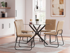 Youâ€™ll love the way the Pharwynn dining package masterfully complements the mod vibe of your space. Its stylish metal frames in a sleek gunmetal add eye-catching contemporary flair to the casual design. Made with everyday function in mind, the table-'s 