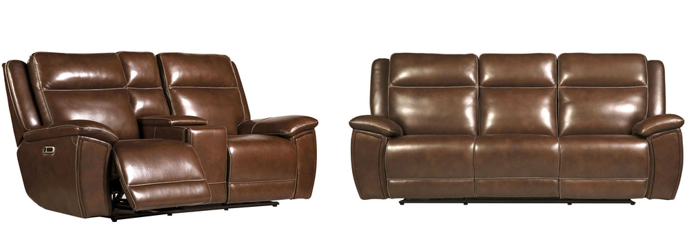 Elevate your living area with the Jameson Sofa Group-'s three piece set. Deep Hickory colored leather covers these Zero-Gravity pieces in a setting that comfortably seats six.<br/><br/><b>Product Features</b><ul><li>Covered in supple leather with custom m