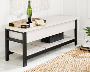  making it the perfect multi-use piece. The white wood grain effect lends a casual touch
