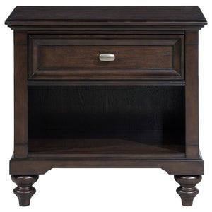  while the single drawer offers convenient storage for bedside essentials. An