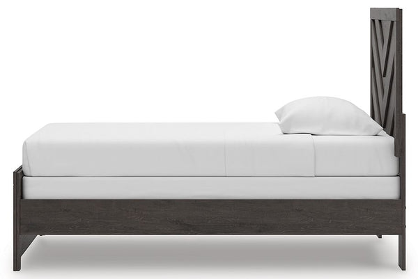 Prendonea - Charcoal - Twin Panel Bed