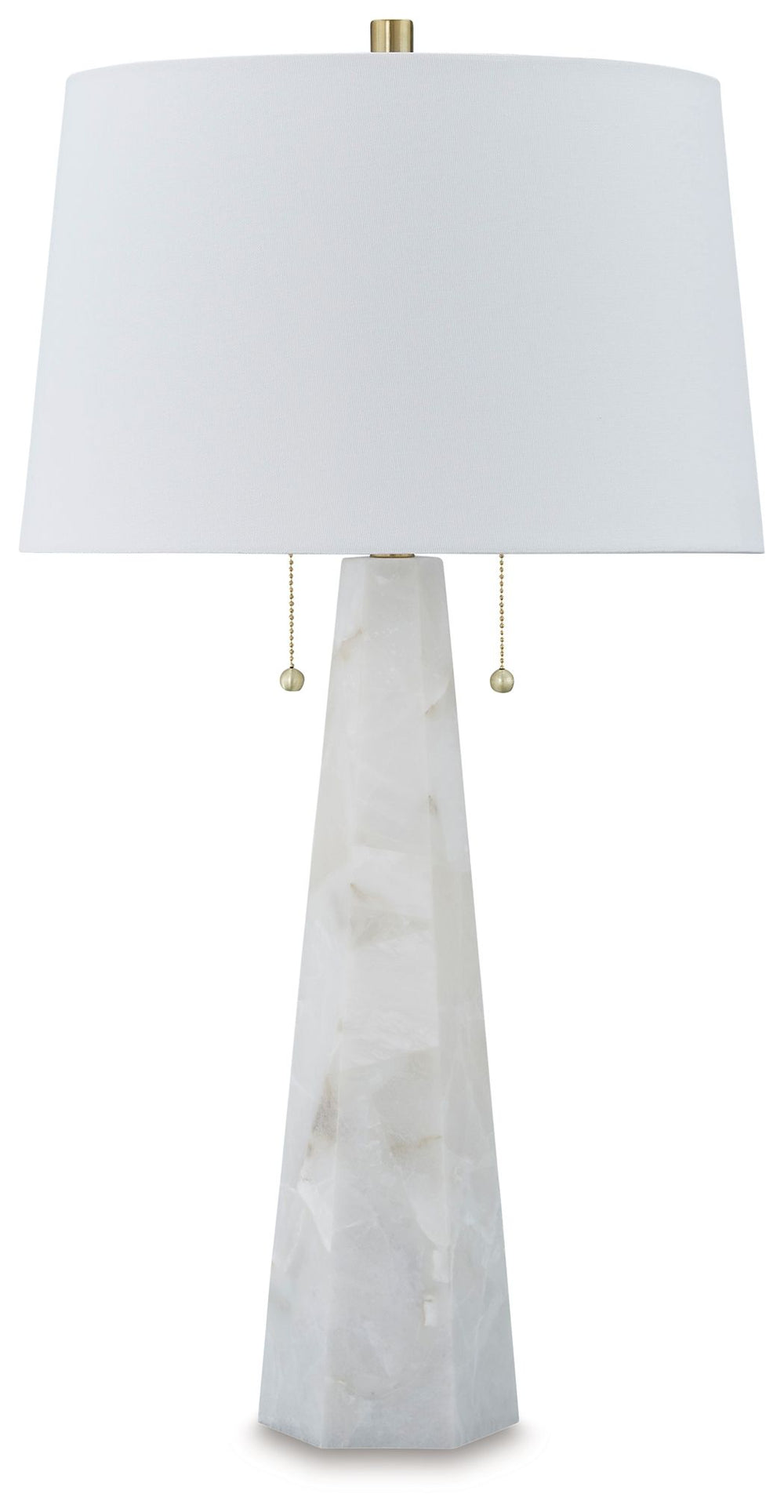 This table lamp is a luxe bedside or sofa-side companion. Dressed to impress in a crisp white, its sleek sculptural silhouette allows it to double as artful decor. Clean and contemporary, youâ€™ll love how it lightens the mood and brightens a space.<br><b