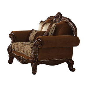 KD Back, w/2 Pillows â€¢ Carved Crown, Scrolled-Grooved Trim with 2-Tone Welt Trim: Rubber, Poplar Wood (Backrest, Front Armrest & Base) â€¢ Backrest Style: Arched â€¢ Tight Back & Loose Seat Cushion (1+1) â€¢ Seat Construction: Frame: Hardwood, Pocket Co