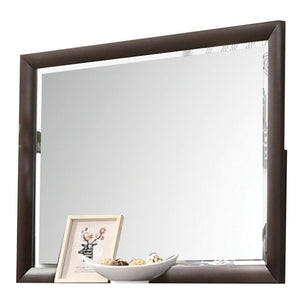 Mirror w/Beveled Edge (4mm) Shape: Rectangular Orientation Horizontal (Landscape) Wooden Frame Support Slats Included<br/><br/><b>Product Features</b><ul><li>Case: 1Pc/1Ctn</li><li>Finish: Dark Merlot</li><li>Style: Transitional</li><li>Materials: Wood, M