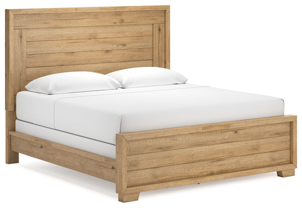 This king panel bed expertly refines the raw beauty of wood, bringing a rustic vibe to urban contemporary design. Natural details on the wood, unique to each piece, create an organically beautiful feel in your bedroom. And the stunning simplicity of the m