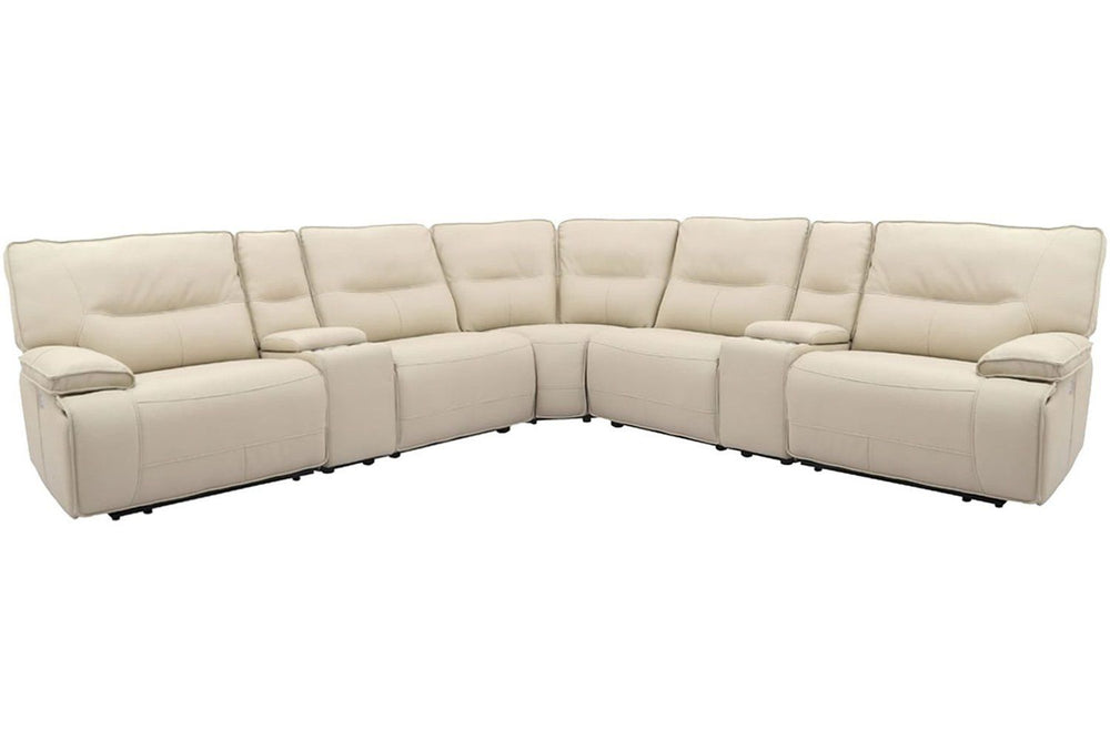Even commercials are more tolerable when you-'re relaxing in the plush comfort of this six-piece sectional seating group. You-'ll love the luxury of its two power recliners on each end that feature power headrests. Between those, you-'ll find and armless 