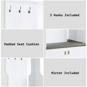 Buck II - Hall Tree - White High Gloss Finish