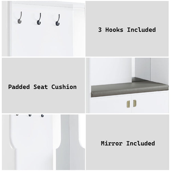 Buck II - Hall Tree - White High Gloss Finish