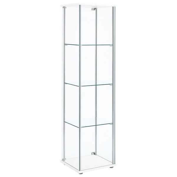 Bellatrix - 4-Shelf Clear Glass Curio Cabinet - White