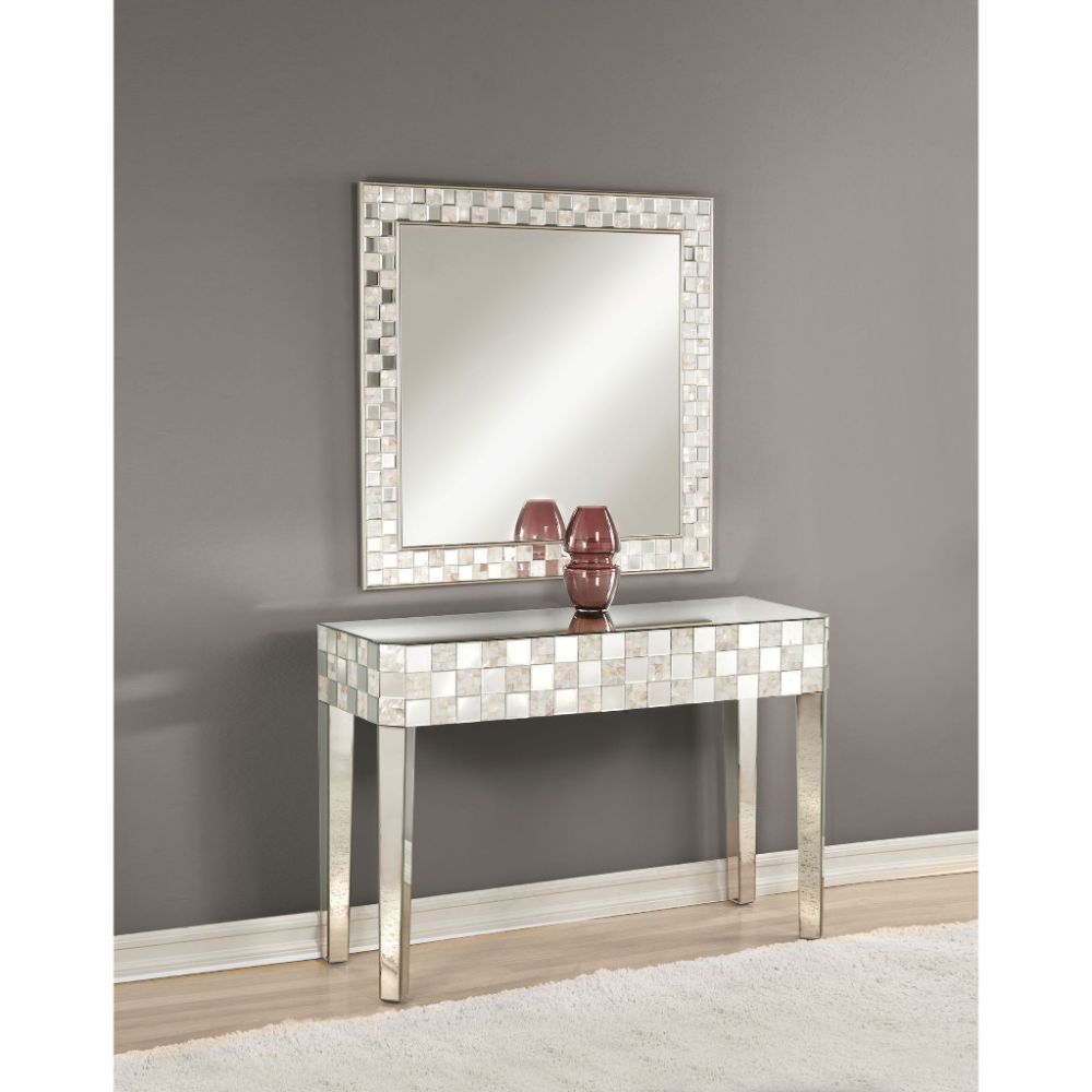 The Nasa mirrored console table demonstrates sophisticated, graceful, elegant style with its unique design. While elegantly reflecting its surroundings, the console table combines glamour with modernism. Light is captured and reflected from all angle of t