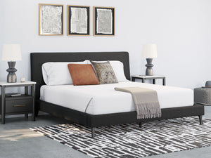 Cadmori - Black - King Upholstered Bed With Roll Slats