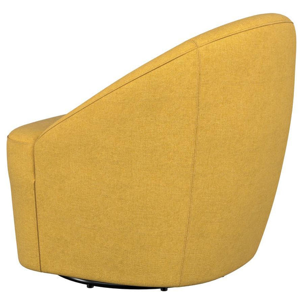 Leon - Upholstered Barrel Accent Swivel Chair - Mustard Yellow