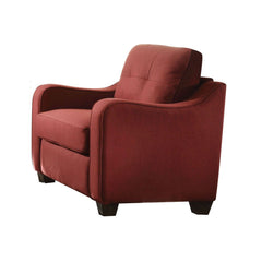 Styled in Cleavon II collection, this red upholstery sofa set will bring you a modern and comfortable environment in the living room. Featuring sloped arms, loose seat and back cushions, and plastic wood grain legs.<br/><br/><b>Product Features</b><ul><li