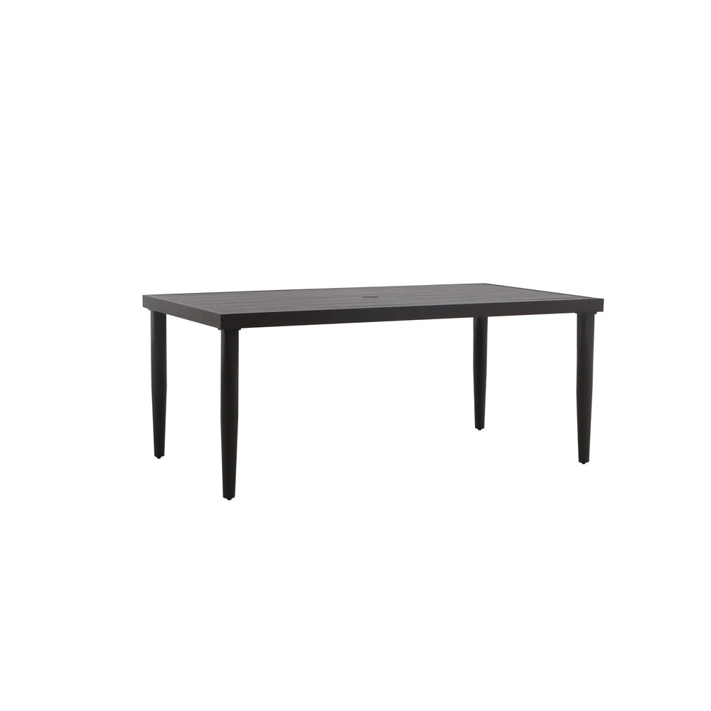 Create the perfect setting for outdoor dining with the MOANA Patio Dining Table, designed to bring durability and style to your patio. Constructed with a strong aluminum frame and a baked-on powder coat finish, this table is built to withstand the element