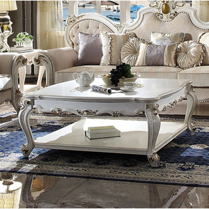 Inspire your home and create an upscale atmosphere with the Picardy occasional tables. This collection table adds classic style to any sitting area featuring a traditional handcrafted design. This luxurious features include solid wood frame in antique pea