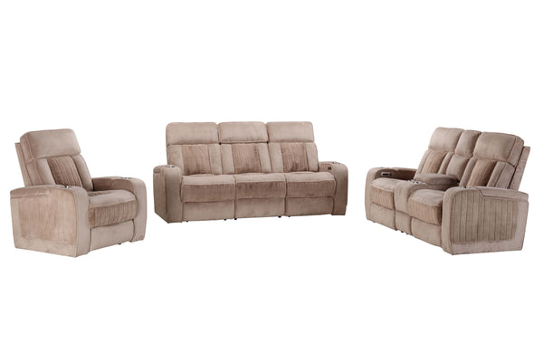 Spice up your movie nights with the Equinox Sofa Group. Consisting of the coordinating Equinox Power Sofa, Power Console Loveseat, and Power Recliner, each piece in the group features teddy-bear-soft fabric that is perfect for snuggling! All power seats a