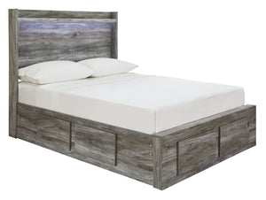 Rest in the beachy style of this full panel storage bed. Its driftwood and surfer-inspired smoky finish and cool LED lighting give this bed a rustic look that-'s perfect for creating an island oasis. Keeping everything neat and tidy, six smooth-gliding dr