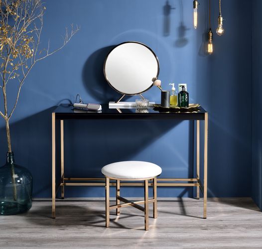 Midriaks - Writing Desk - Black & Gold Finish