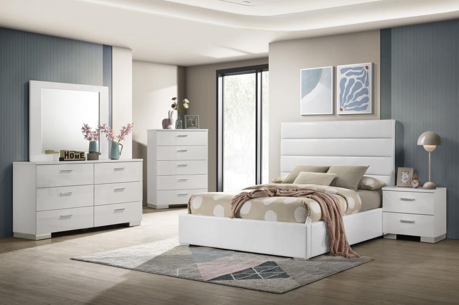 Felicity - 5 Piece Twin Bedroom Set - White High Gloss