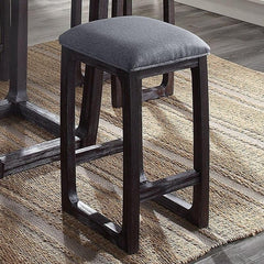 Wooden Square Stool (Armless/Backless) Padded Seat Cushion: Fabric Wooden Apron Wooden Square Leg & Footrest Support<br/><br/><b>Product Features</b><ul><li>Case: 1Pc/1Ctn</li><li>Finish: Fabric & Weathered Espresso</li><li>Style: Transitional</li><li>Mat