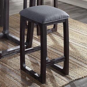 Wooden Square Stool (Armless/Backless) Padded Seat Cushion: Fabric Wooden Apron Wooden Square Leg & Footrest Support<br/><br/><b>Product Features</b><ul><li>Case: 1Pc/1Ctn</li><li>Finish: Fabric & Weathered Espresso</li><li>Style: Transitional</li><li>Mat