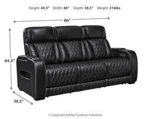 Boyington - Black - Power Reclining Sofa With Adj Headrest