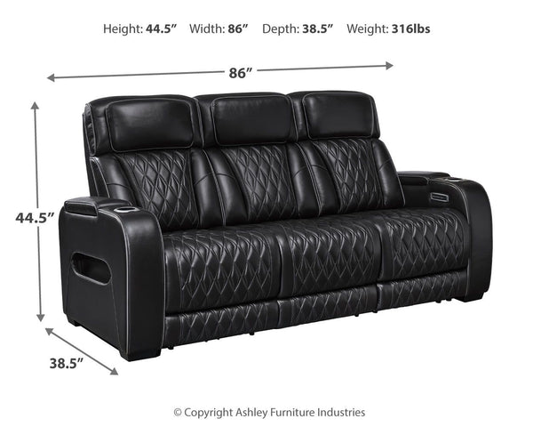 Boyington - Black - Power Reclining Sofa With Adj Headrest
