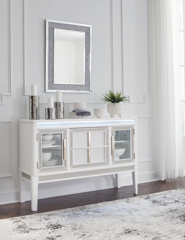  this server is a sparkling addition to your dining area. The bright white lacquer finish