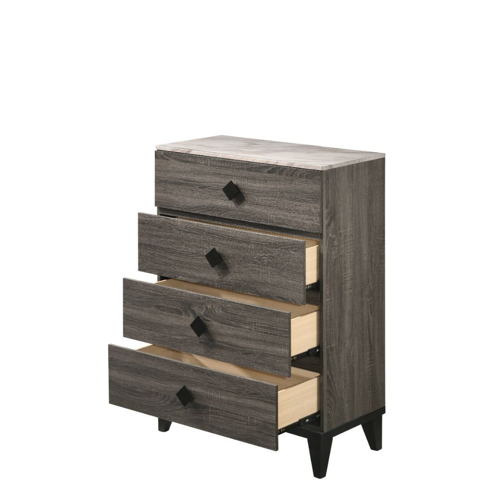 4 Drw Drawer: GLIDE Side Metal (3/4 Ext.), DOVETAIL English Front & Back, Veneer Lined (NO FELT), Safety Stop Included, Manual Close, Dust-Proof Included, Hardware: Single Pull Knob (Wood, Black Finish) CONSTRUCTION] Wooden Case-Leg: Wood (), Veneer (Foil