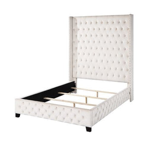 Fabrice - Eastern King Bed - Beige Velvet