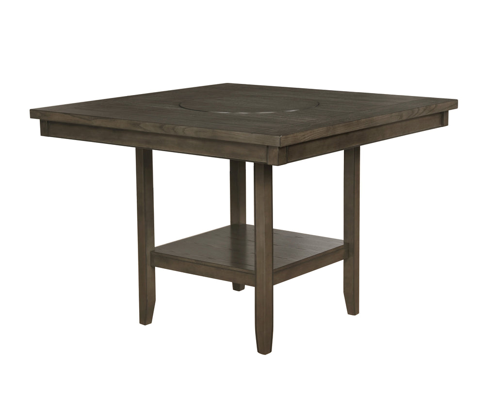 Elevate your dining space with this sophisticated counter height dining set, designed to blend seamlessly with both modern and classic interiors. The set features a striking dark gray finish that adds depth and richness, complemented by the sleek lines an