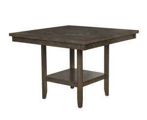Elevate your dining space with this sophisticated counter height dining set, designed to blend seamlessly with both modern and classic interiors. The set features a striking dark gray finish that adds depth and richness, complemented by the sleek lines an