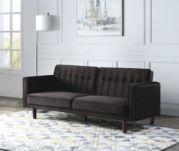 Qinven - Futon - Dark Brown Velvet