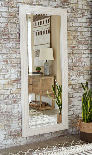  with the ability to hang both vertically and horizontally. The antiqued white finish adds a subtle hint of color