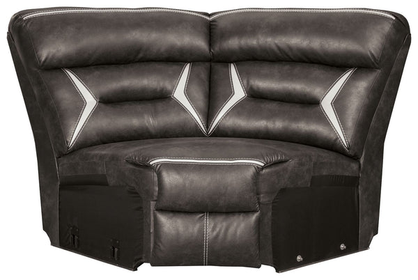 This wedge is made with polyester/polyurethane upholstery. Pairs with other items in the series to make a sectional.<br><br><b>Additional Dimensions</b><br><ul><li>Leg height: 2.25-"</li><li>Minimum width of doorway for delivery: 32-"</li><li>Seat depth: 