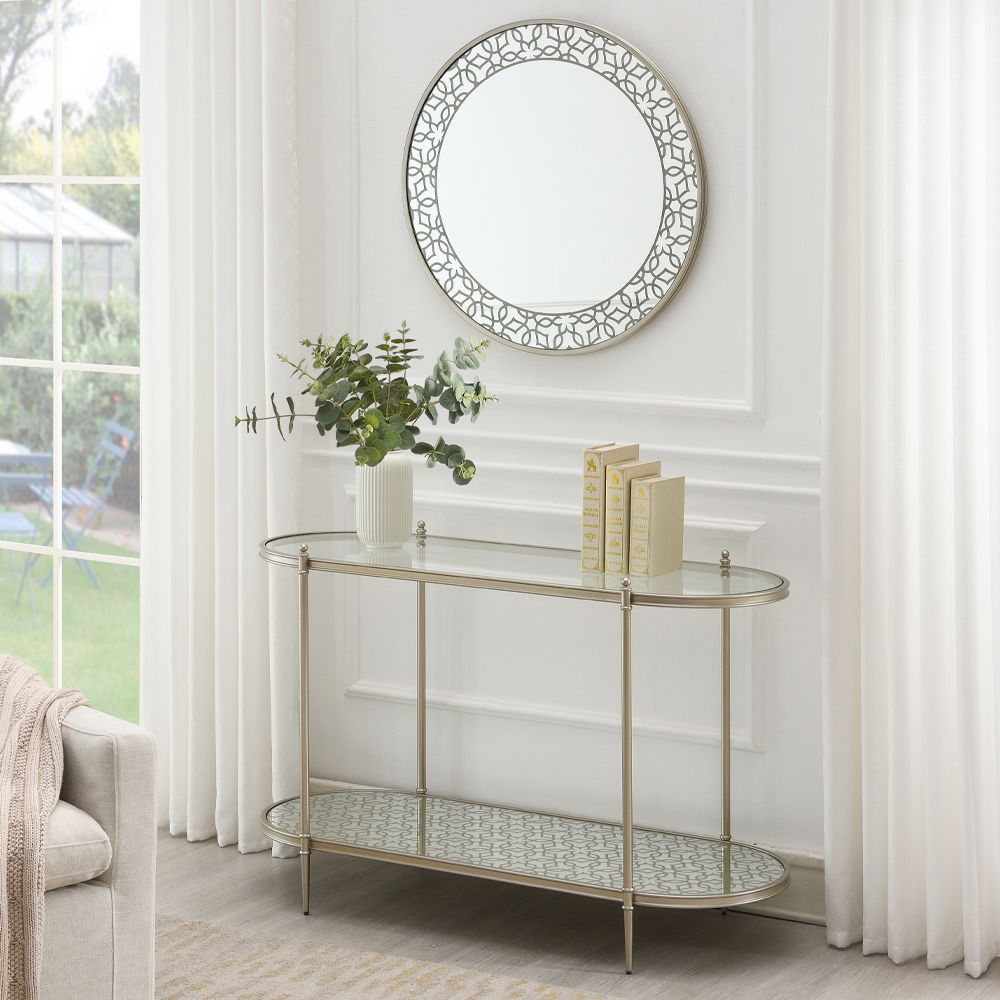 Zaba - Sofa Table - Glass Top & Silver