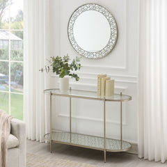 Zaba - Sofa Table - Glass Top & Silver