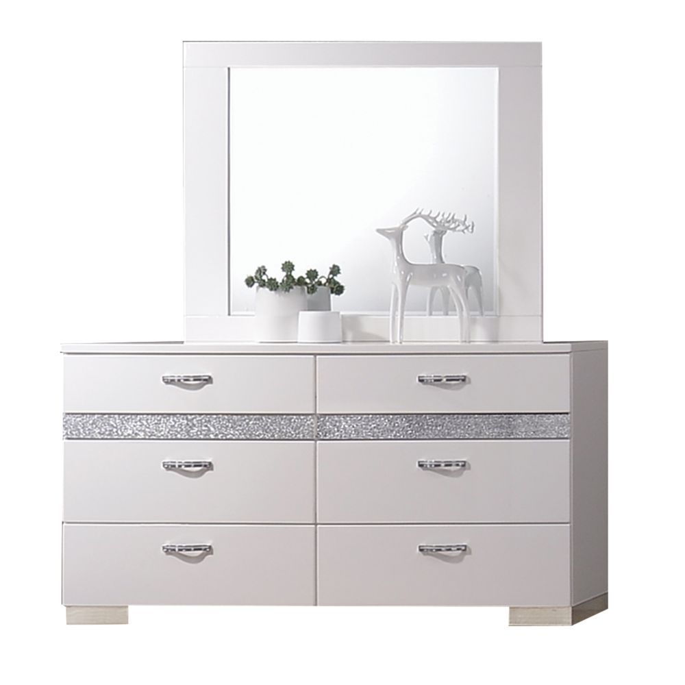 8 Drw 6 Drw & 2 Hidden Jewelry Drawer (Sparkling Front, Felt-Lined & Dividers) Drawer: Glide Side Metal (Full Ext, Safety Stop, Close Manual Push), Dovetail English Front & Back, Felt-Lined all drawers Drawer Hardware: Single Handle (Pull-Out Hidden Jewel